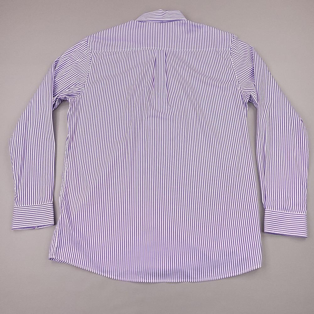 Johnnie-O Shirt Mens XL Purple White Stripe Button Down Bamboo Stretch Pocket - Picture 7 of 11